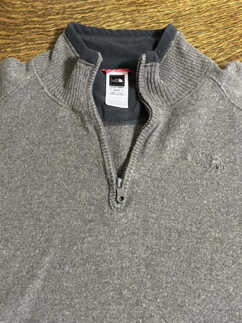 The North Face Mens Brown XL Wool Blend Fuzzy Zip Pullover
